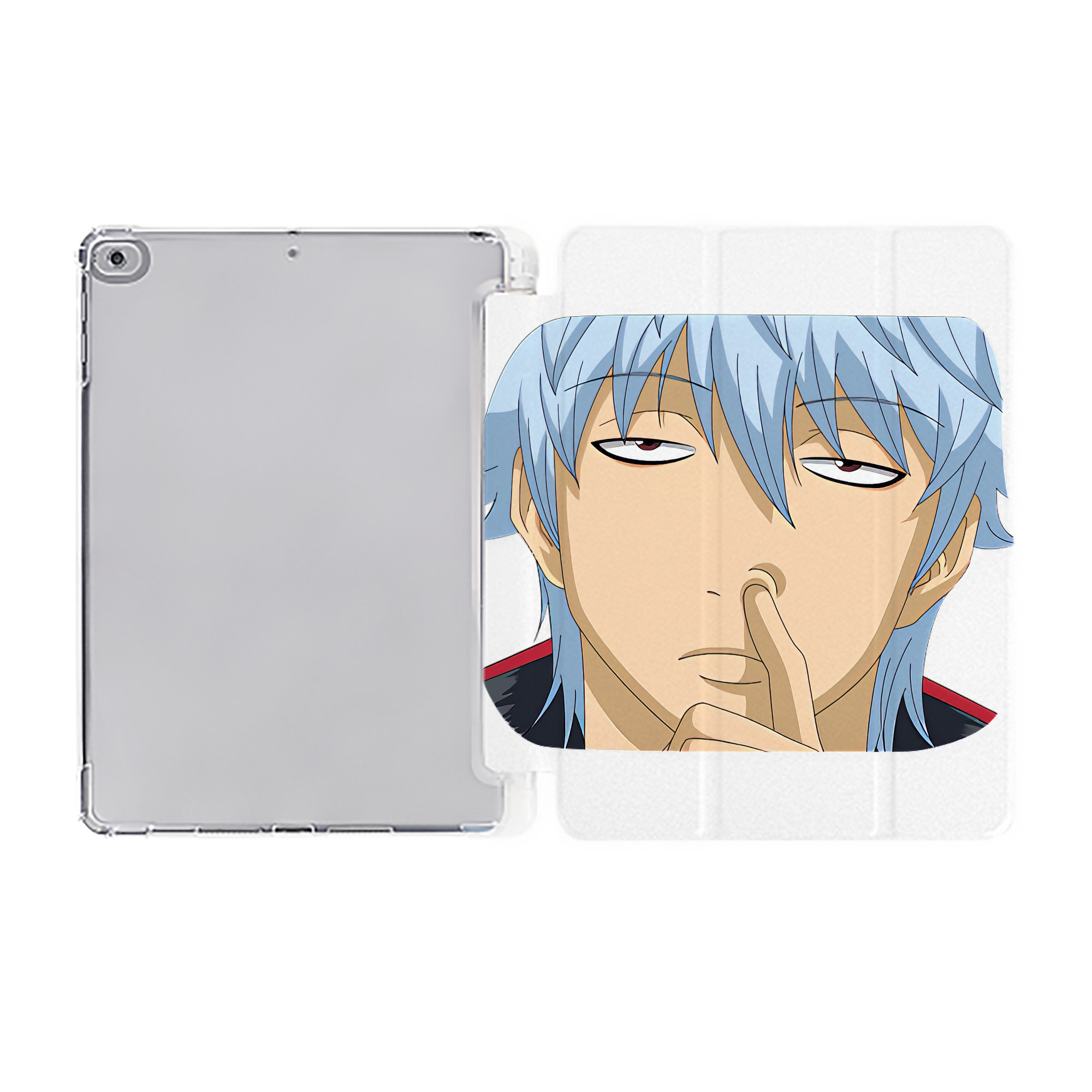 ぎんたま 坂田銀時（さかたぎんとき） 神楽 志村新八（しむら しんぱち） GINTAMA Sakata Gintoki Kagura Shimura Shinpachi IPad ケース ペン収納付き 三つ折りスタンド PUレザー×シリコン 対応機種9.5/10.5/10.9インチ